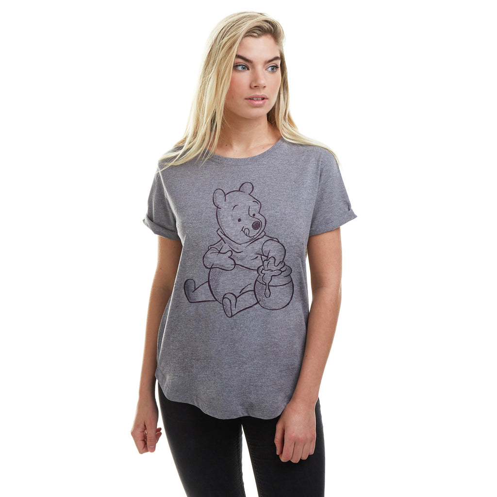 Disney Ladies - Winnie The Pooh Sketch - T-shirt - Graphite Heather