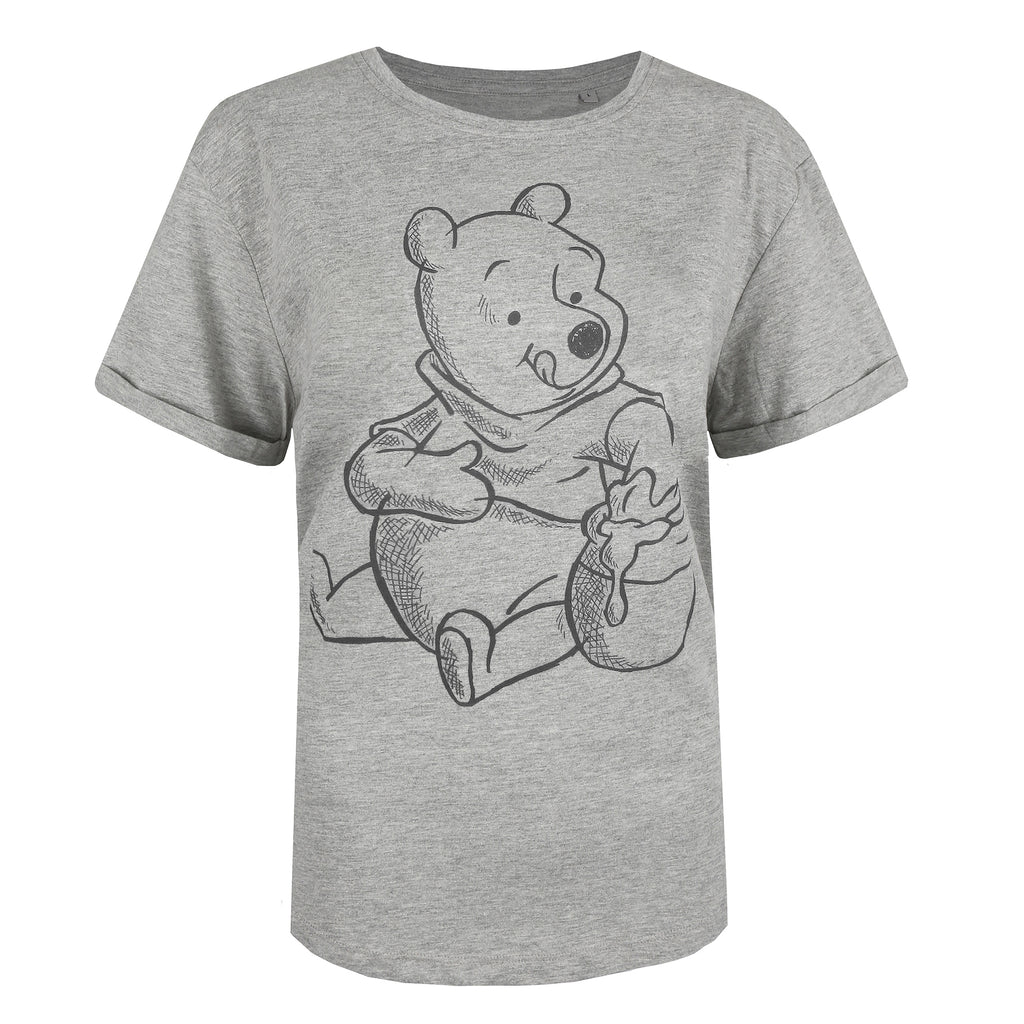 Pooh - Sports - Ladies the Sketch Winnie T-shirt - Grey Disney