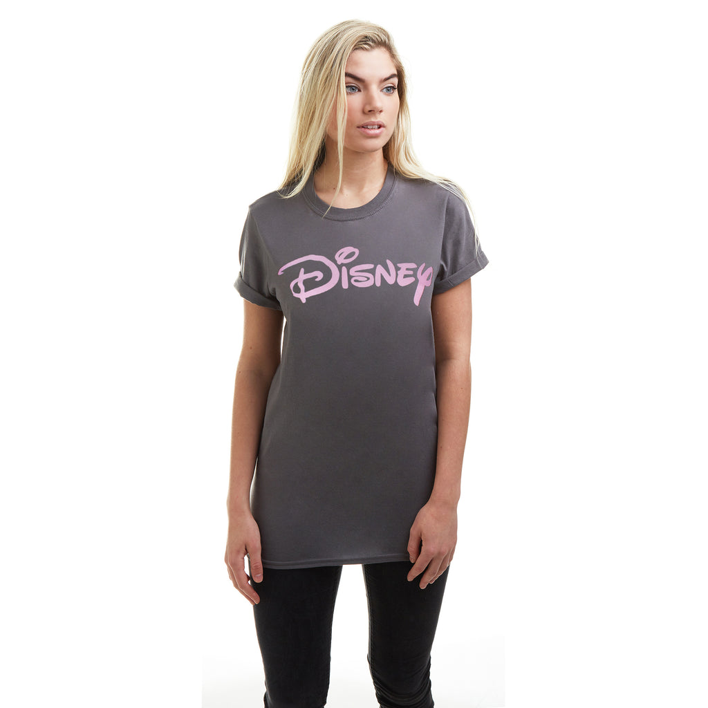 Disney Ladies - Disney Plain Logo - T-shirt - Charcoal