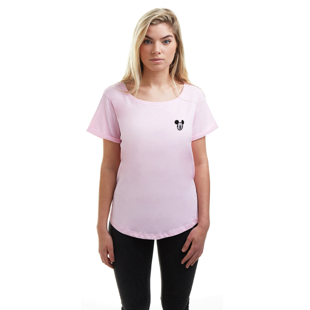 Disney Ladies - Mickey Face Emb - T-Shirt - Light Pink