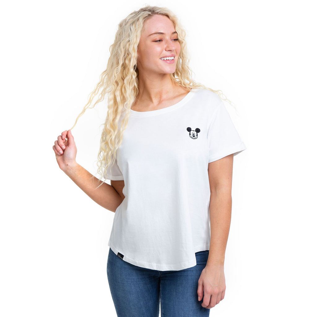 Disney Ladies - Mickey Face Em - T-Shirt - White