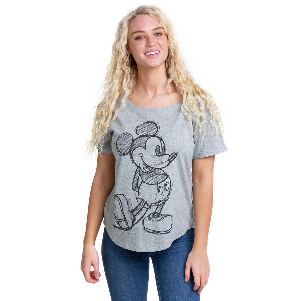 Disney Ladies - Mickey Sketch - T-Shirt - Sport Grey