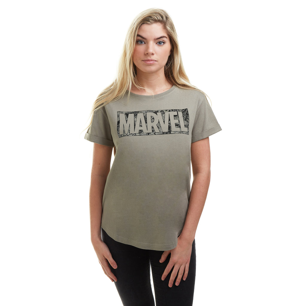 Marvel Ladies - Comic Logo - T-shirt - Light Khaki