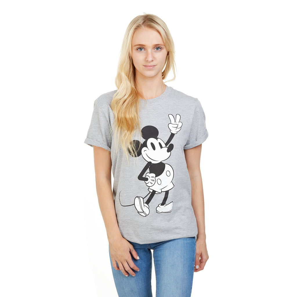 Disney Ladies - Mickey Peace - T-Shirt - Grey Heather