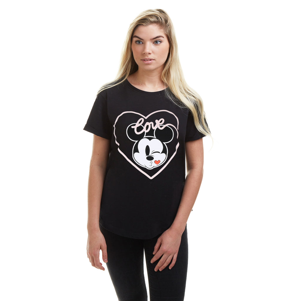 Disney Ladies - Mickey Love Kiss - T-shirt - Black