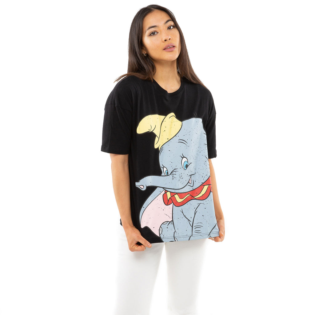 Disney Ladies - Dumbo Smile - Oversized T-Shirt - Black
