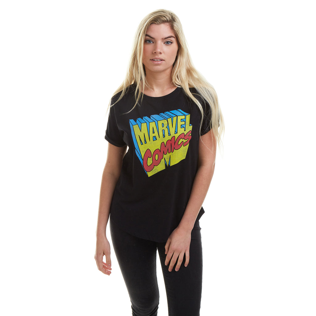 Marvel Ladies - Retro 3D Logo - T-shirt - Black