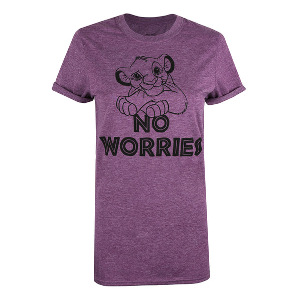 Disney Ladies - Lion King - No Worries - T-shirt - Heather Aubergine