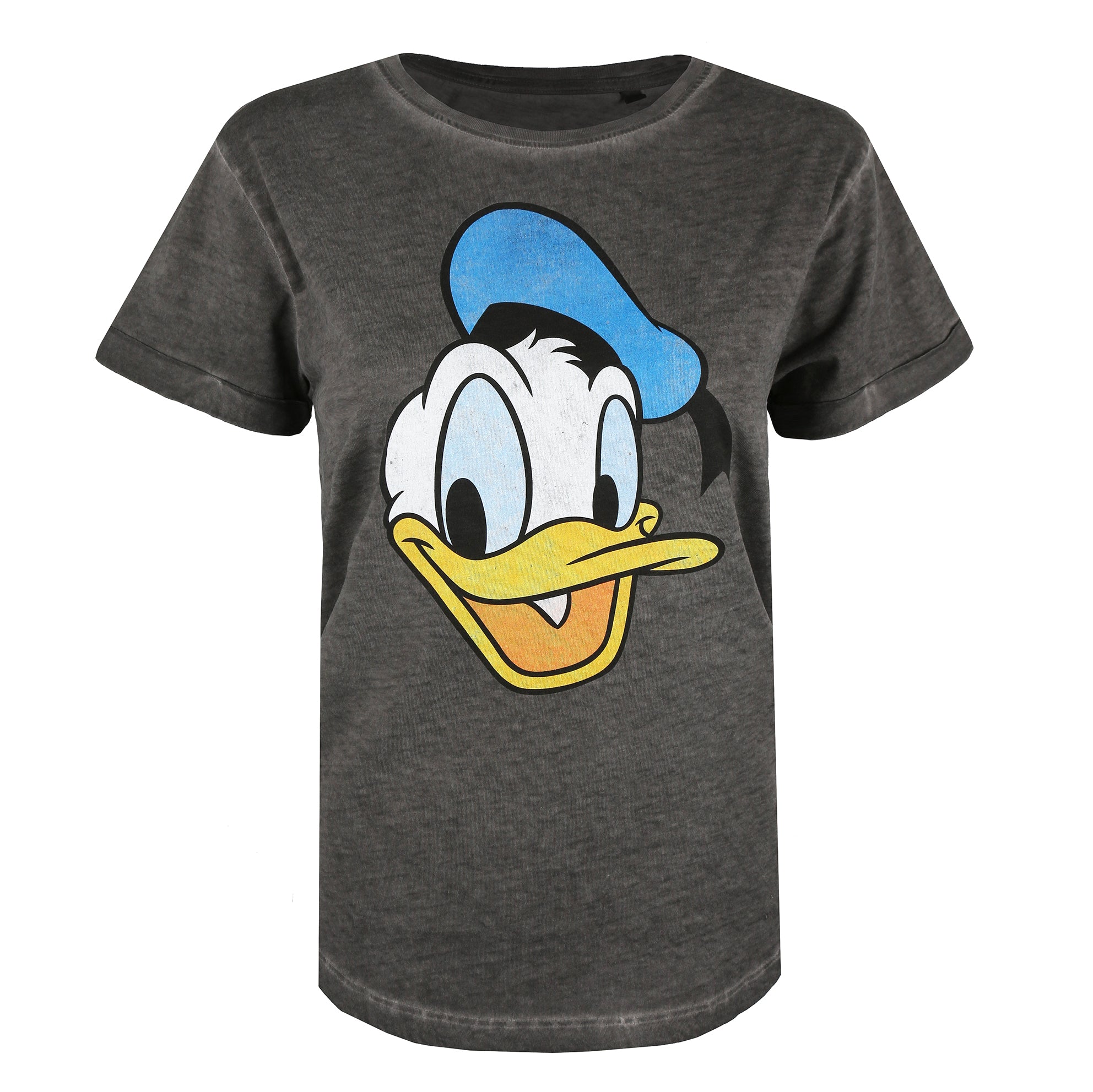 Disney Ladies - Donald Duck Face - T-shirt - Vintage Wash Charcoal