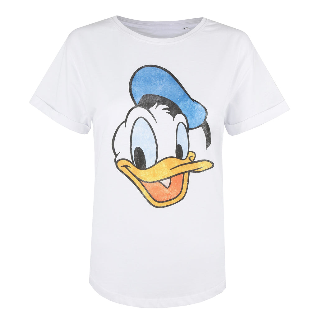 Disney Ladies - Donald Duck Face - T-shirt - White