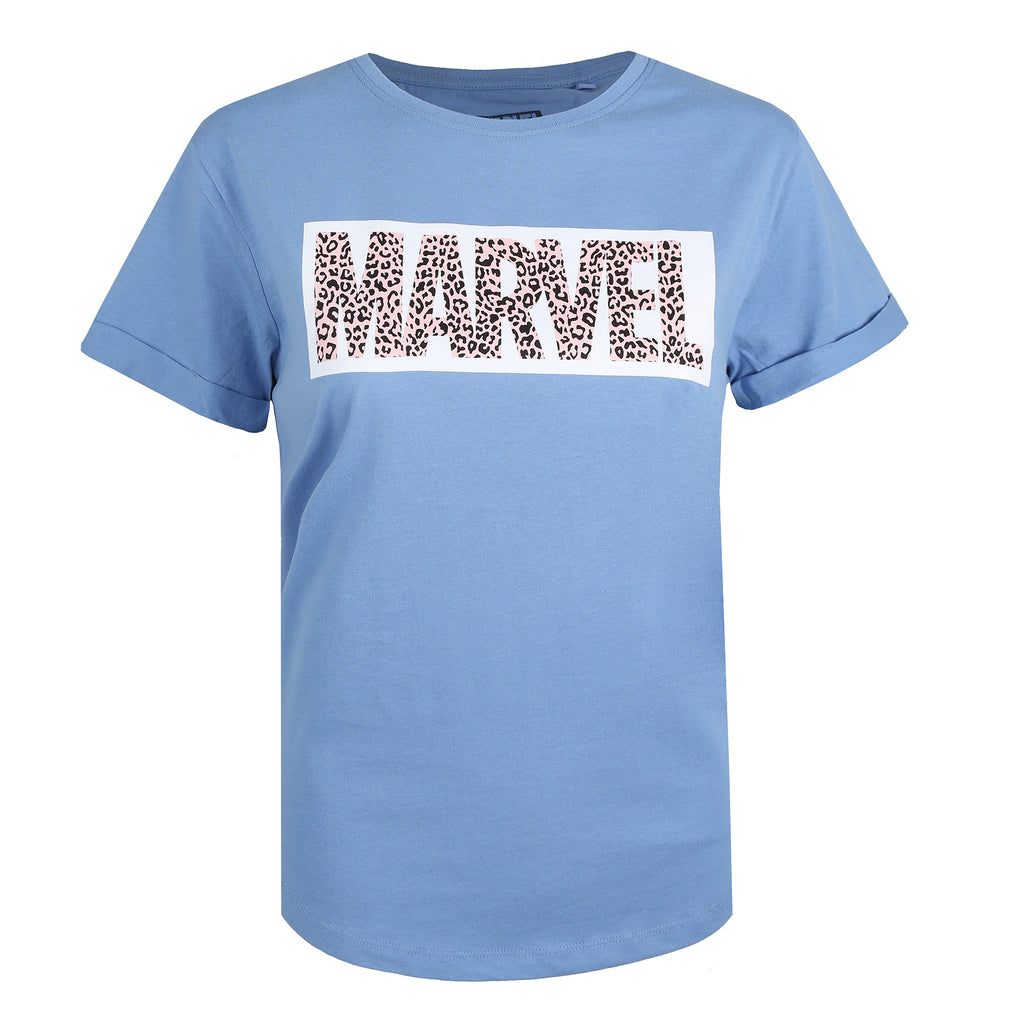 Marvel Ladies - Leopard Logo - T-shirt - Indigo