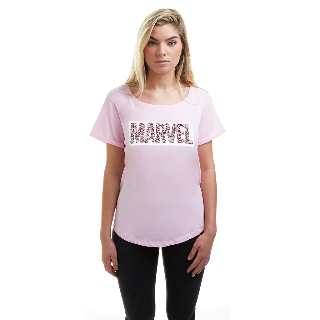 Marvel Ladies - Leopard Logo - T-shirt - Light Pink