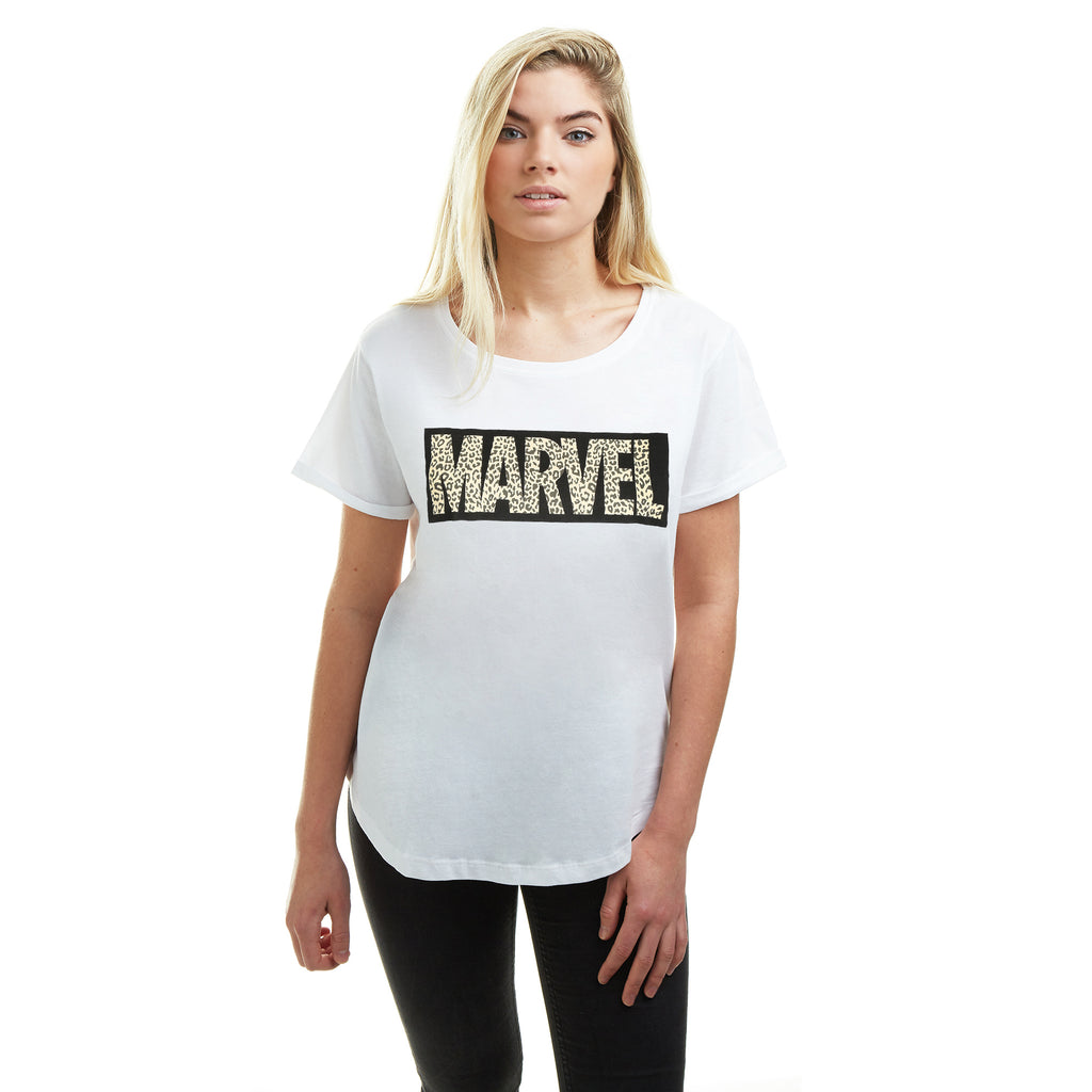 Marvel Ladies - Leopard Logo - T-shirt - White