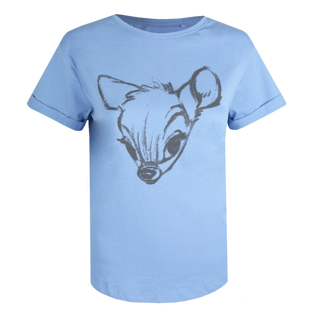 Disney Ladies - Bambi Face Sketch - T-shirt - Indigo