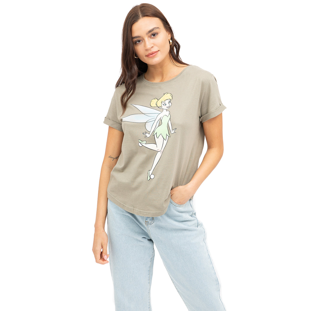 Disney Ladies - Tinkerbell Sketch - T-shirt - Light Khaki