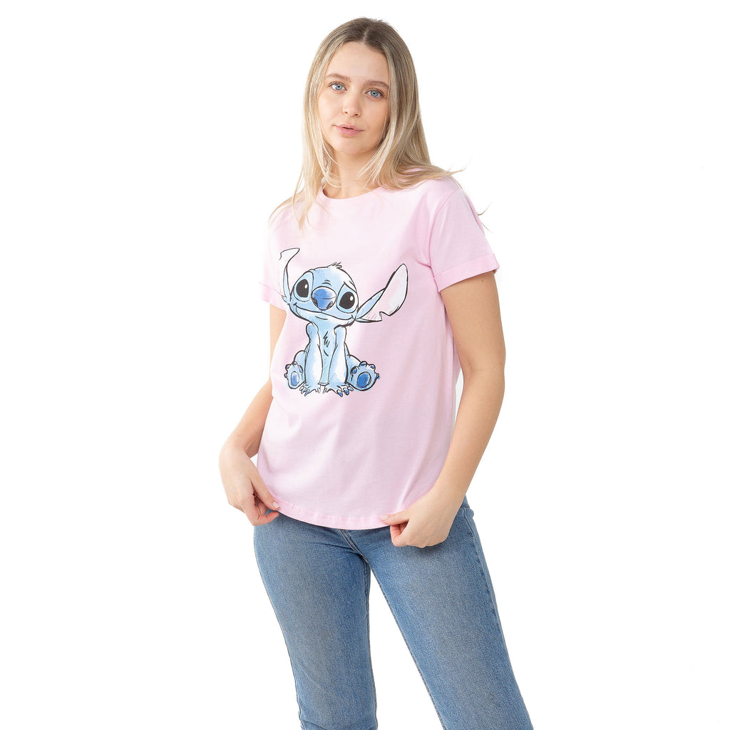 Disney Ladies - Stitch Sketch - T-shirt - Light Pink