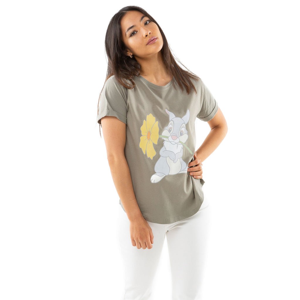 Disney Ladies - Thumper Flower - T-shirt - Light Khaki