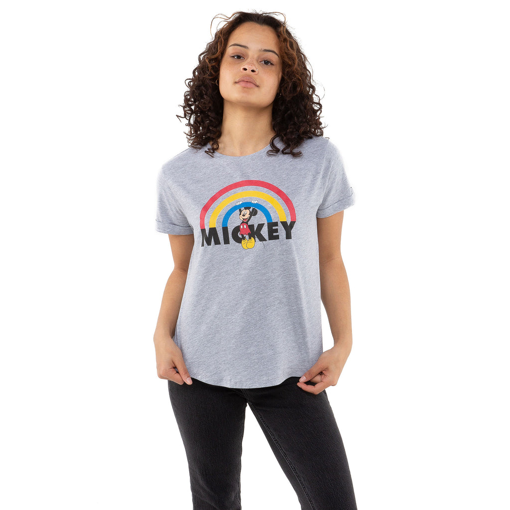Disney Ladies - Mickey Rainbow - T-shirt - Grey Heather