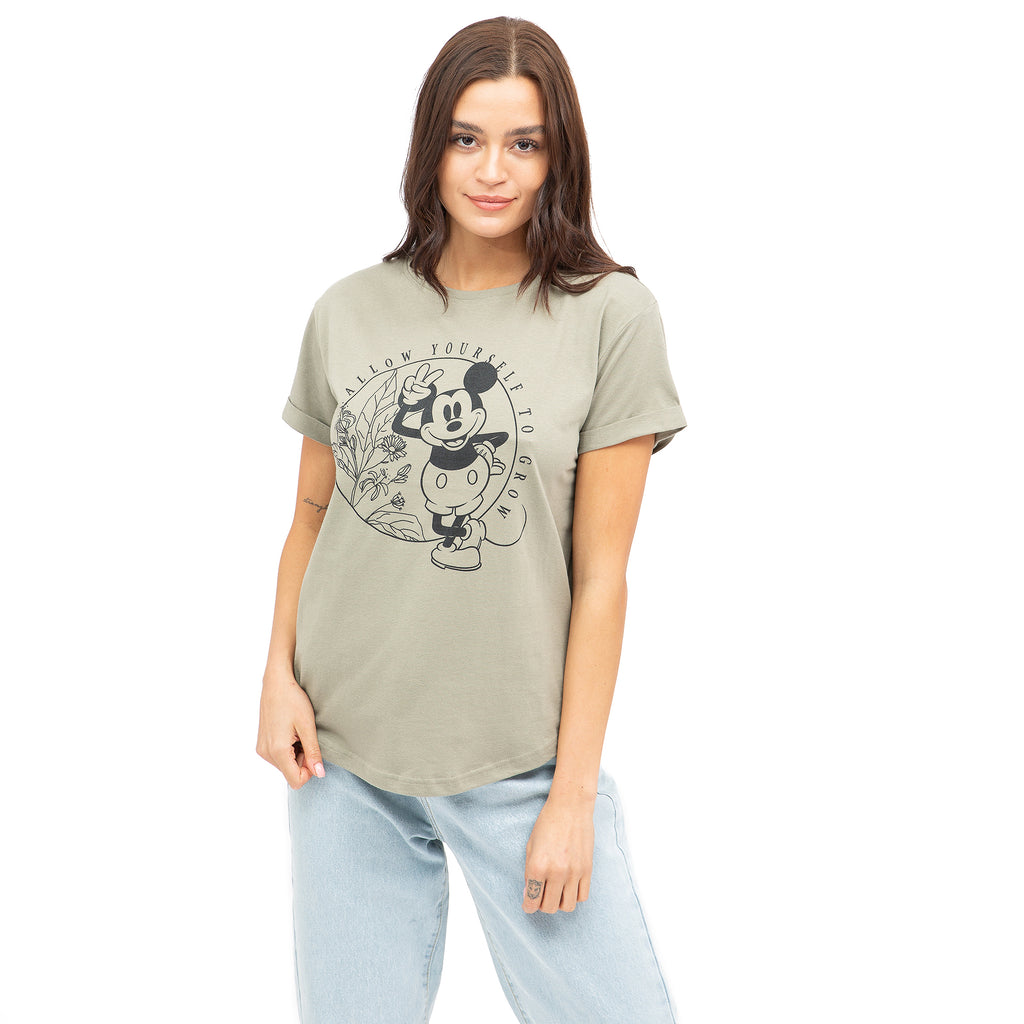 Disney Ladies - Mickey Mouse Grow - T-shirt - Light Khaki