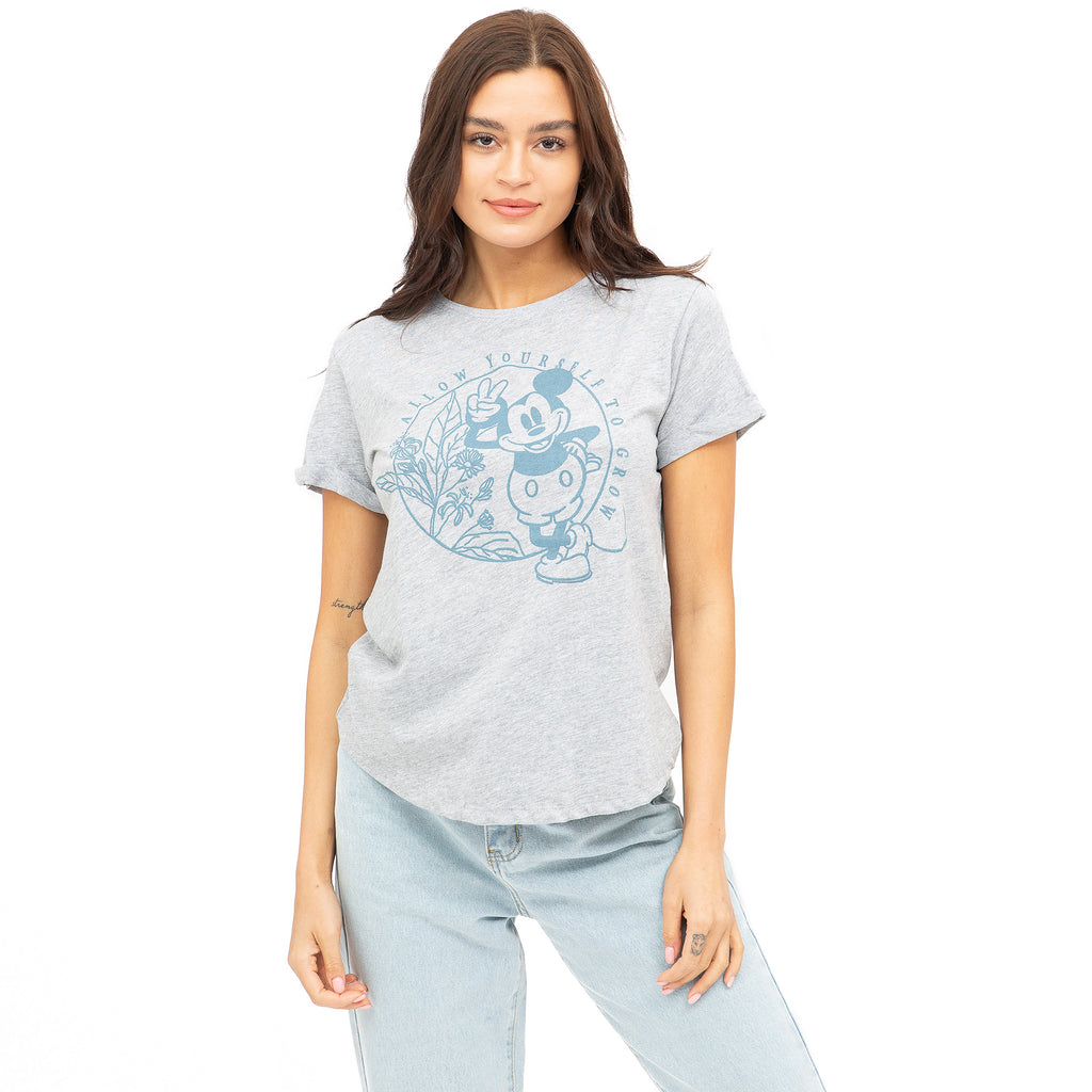 Disney Ladies - Mickey Mouse Grow - T-shirt - Grey Heather