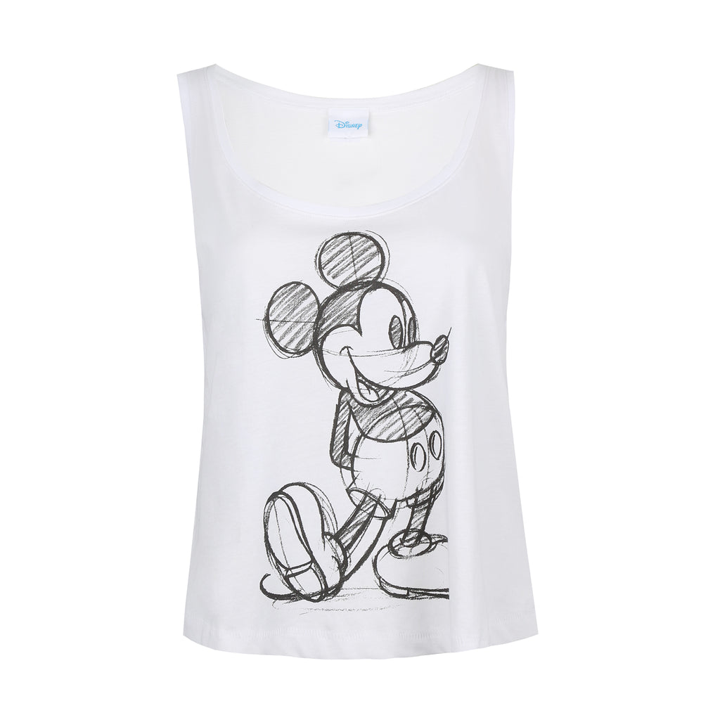 Disney Ladies - Mickey Sketch - Vest - White