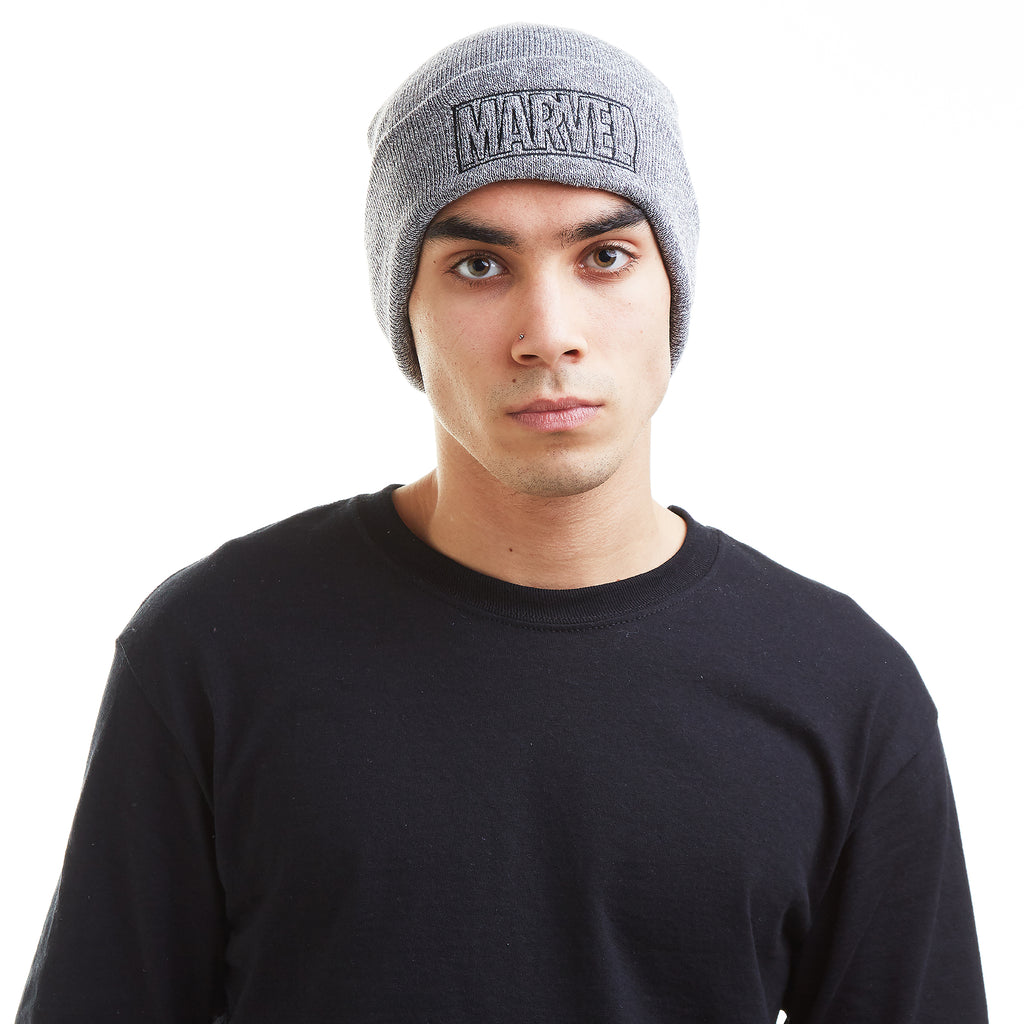 Marvel Mens - Line Logo - Beanie - Heather Grey