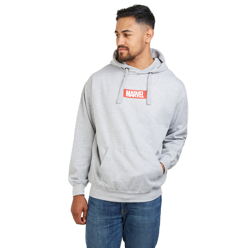Marvel Mens - Box Logo - Pullover Hood - Heather Grey