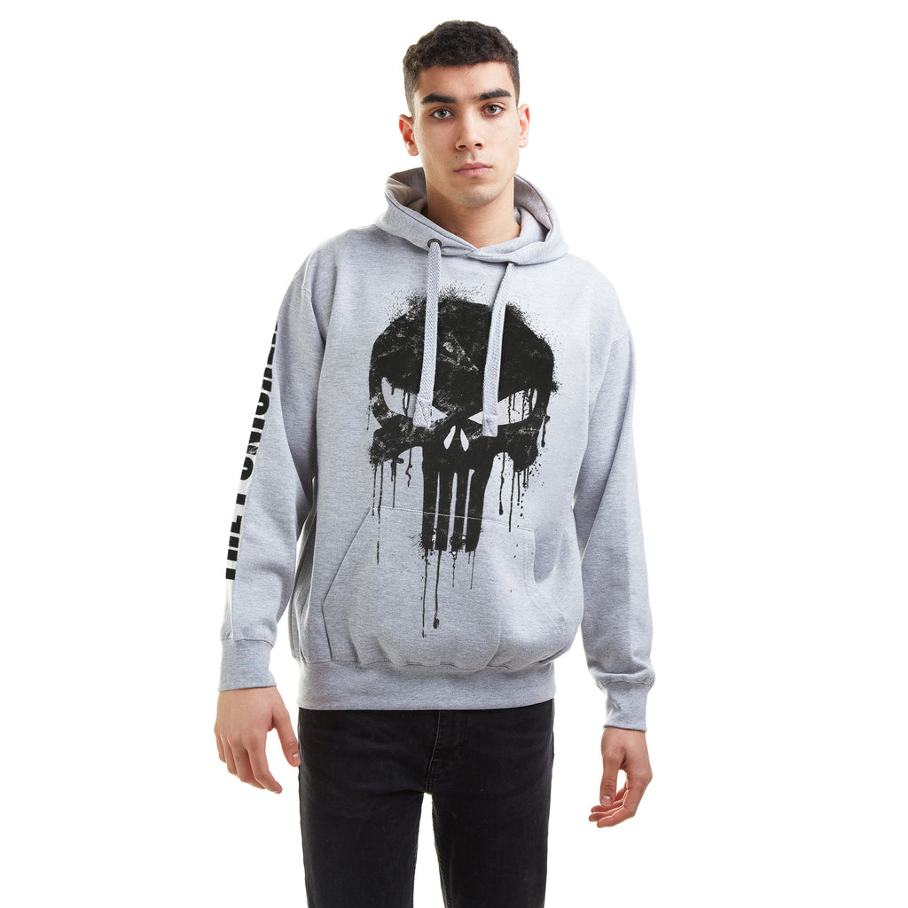 Marvel Mens - Punisher Skull - Pullover Hood - Grey Heather