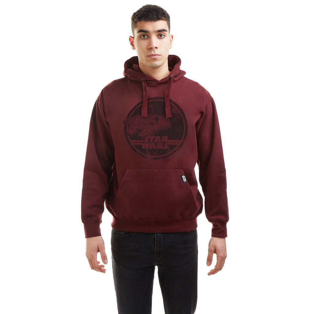 Star Wars Mens - Millenium Badge - Pullover Hood - Burgundy