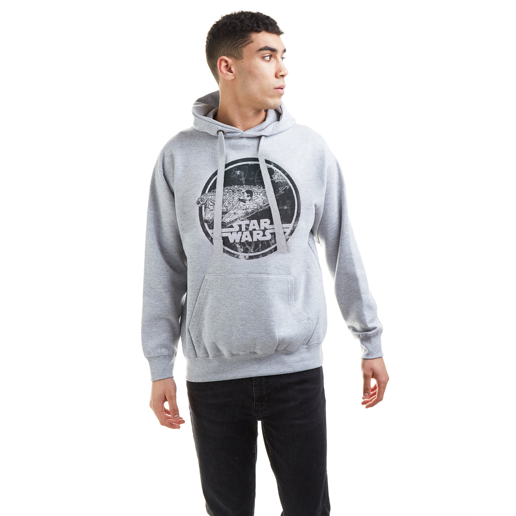 Star Wars Mens - Millenium Badge - Pullover Hood - Grey Heather