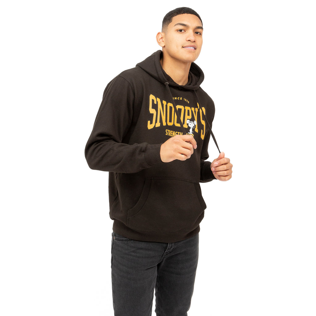 Peanuts Mens - Snoopy's Strength Club - Pullover Hood - Black