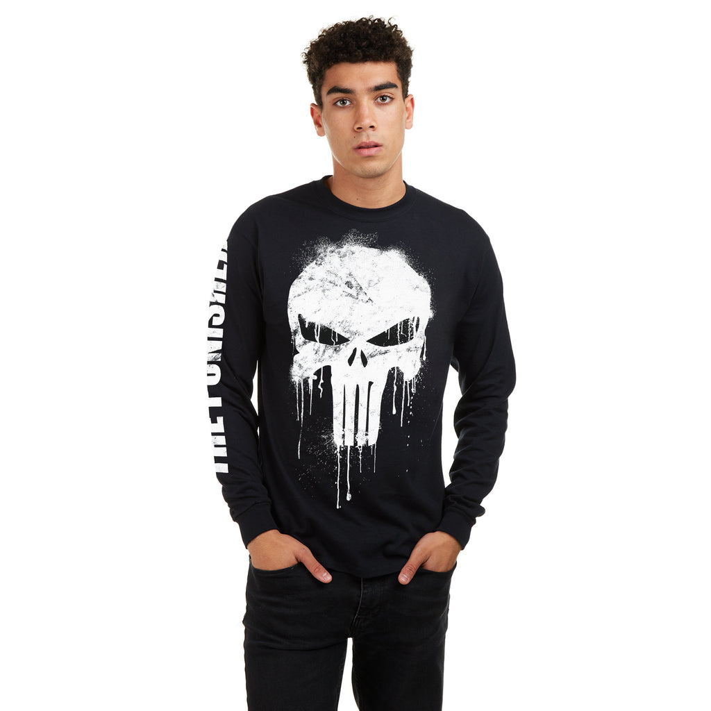 Marvel Mens - Punisher Skull - Long Sleeved T-Shirt - Black