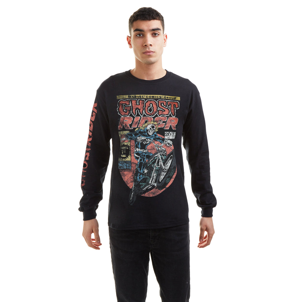 Marvel Mens - Ghost Rider Comics - Long Sleeve T-shirt - Black