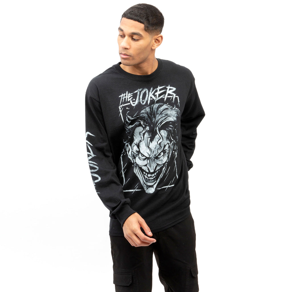 DC Comics Mens - Joker Storm Logo - Long Sleeve T-shirt - Black
