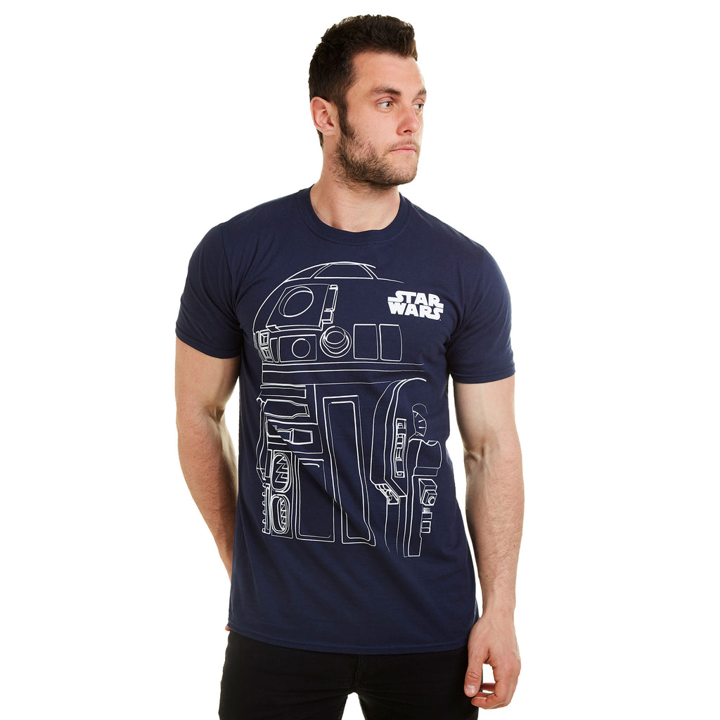 Star Wars Mens - R2D2 Outline - T-Shirt - Navy