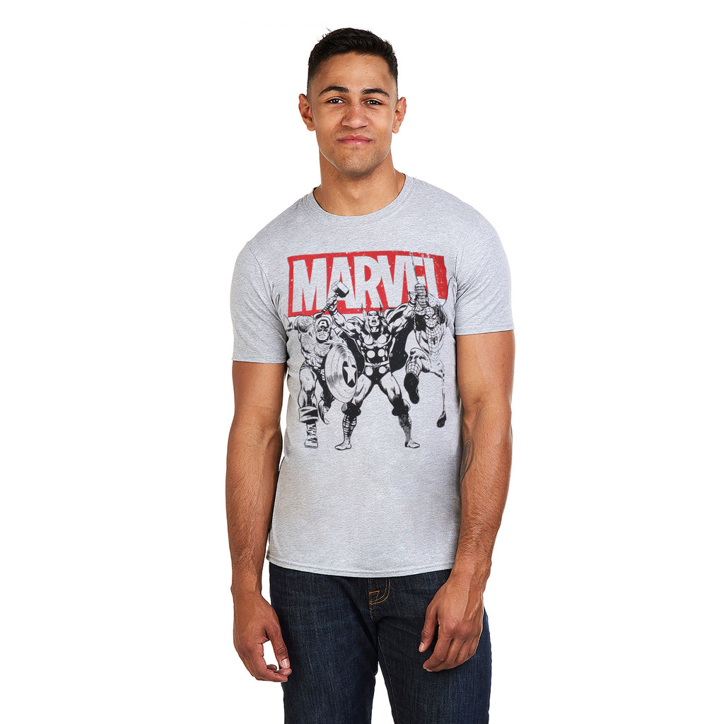 Marvel Mens - Trio Heroes - T-Shirt - Grey Marl