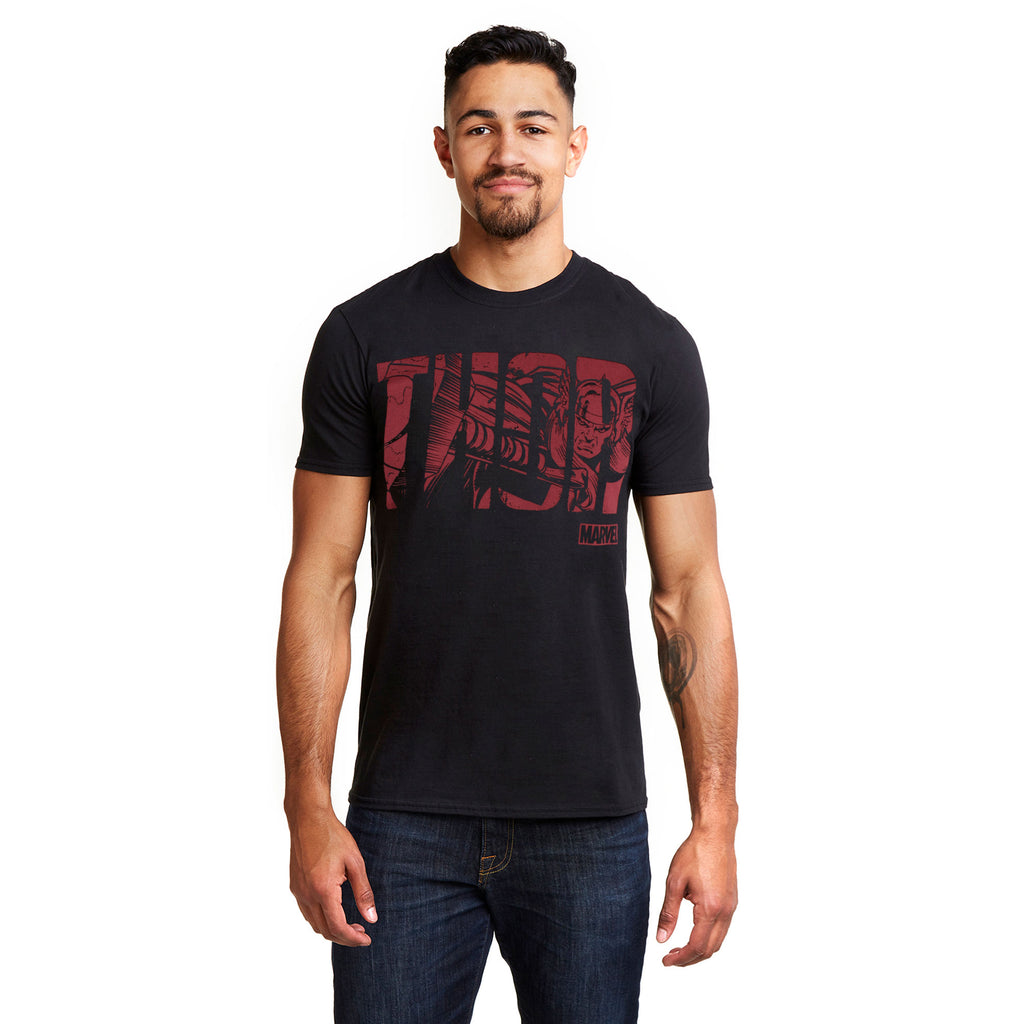 Marvel Mens - Thor Text - T-Shirt - Black