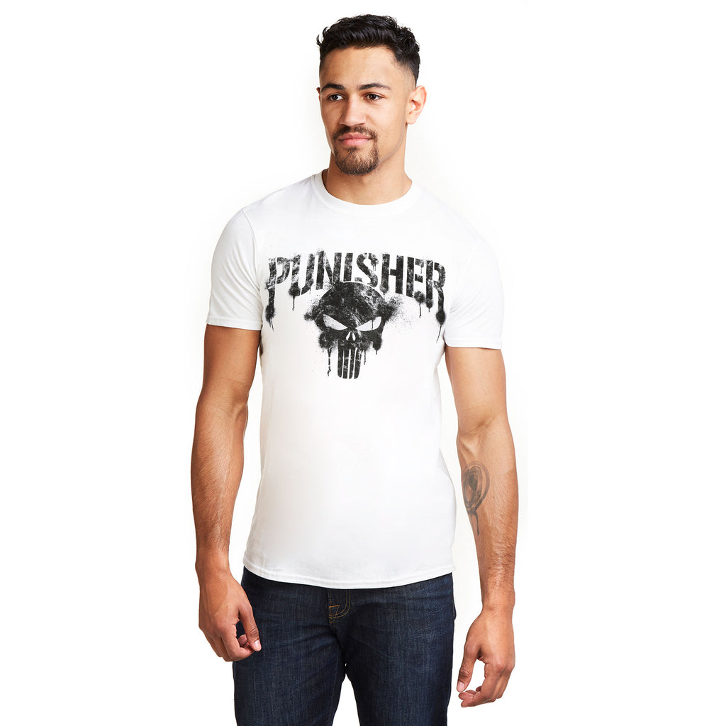 Marvel Mens - Punisher Text - T-shirt - White