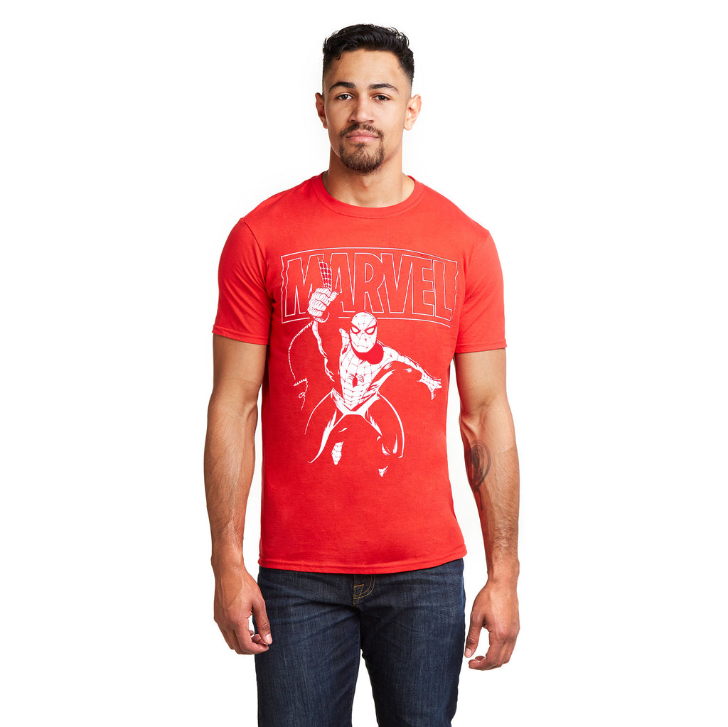 Marvel Mens - Logo Swing - T-Shirt - Cherry Red