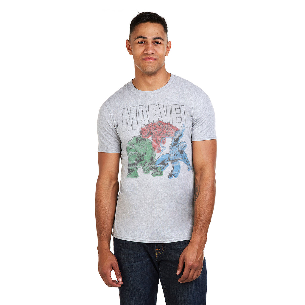 Marvel Mens - Trio - T-Shirt - Grey Heather