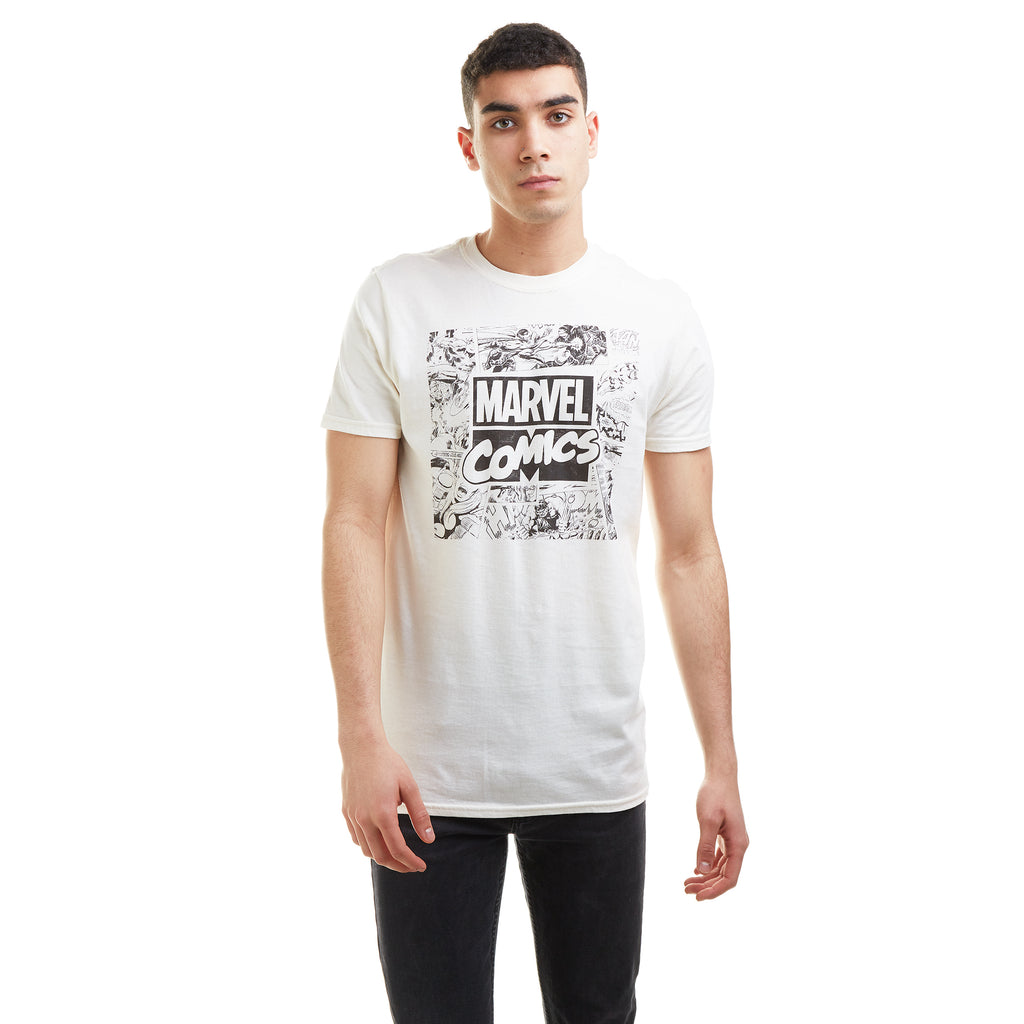 Marvel Mens - Retro Square - T-shirt - Natural