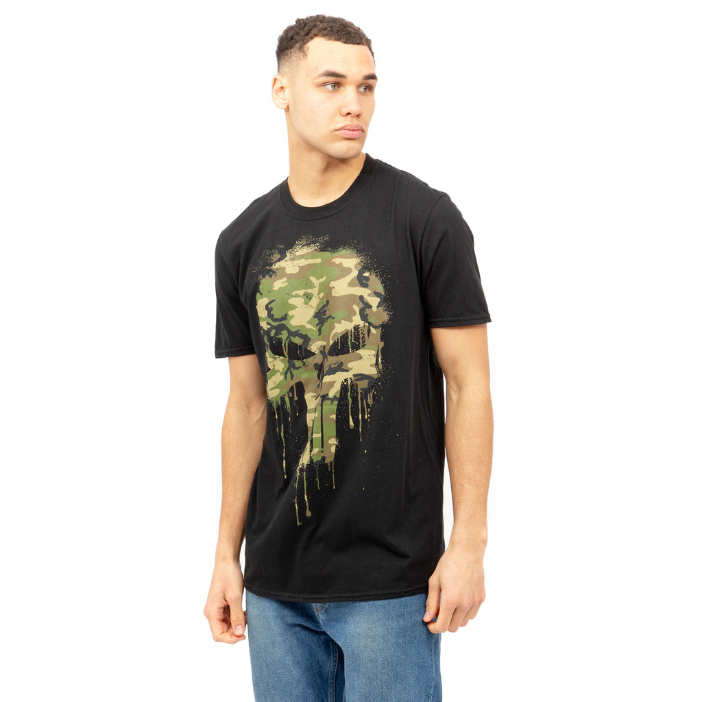 Marvel Mens - Punisher Skull Camo - T-shirt - Black