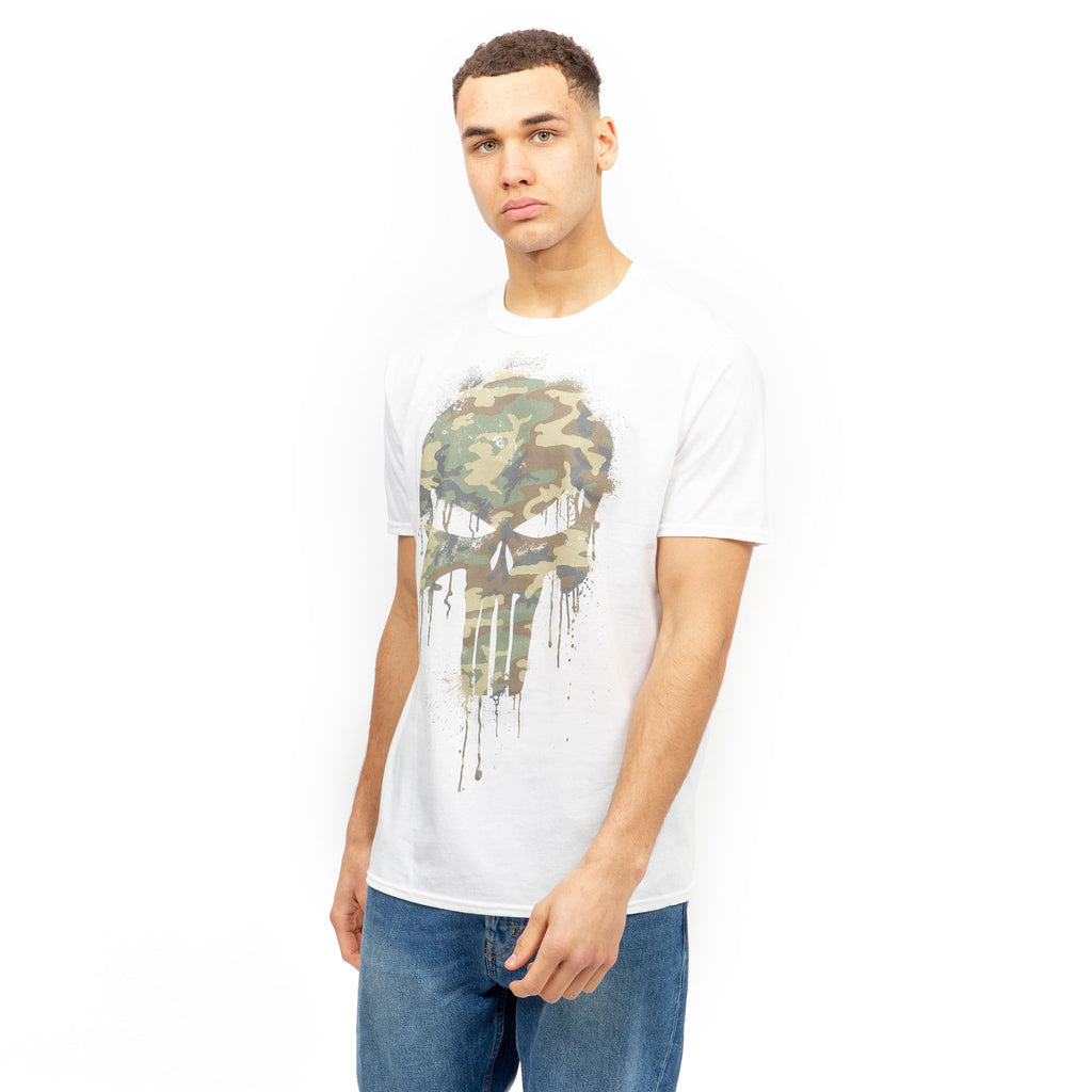 Marvel Mens - Punisher Skull Camo - T-shirt - White
