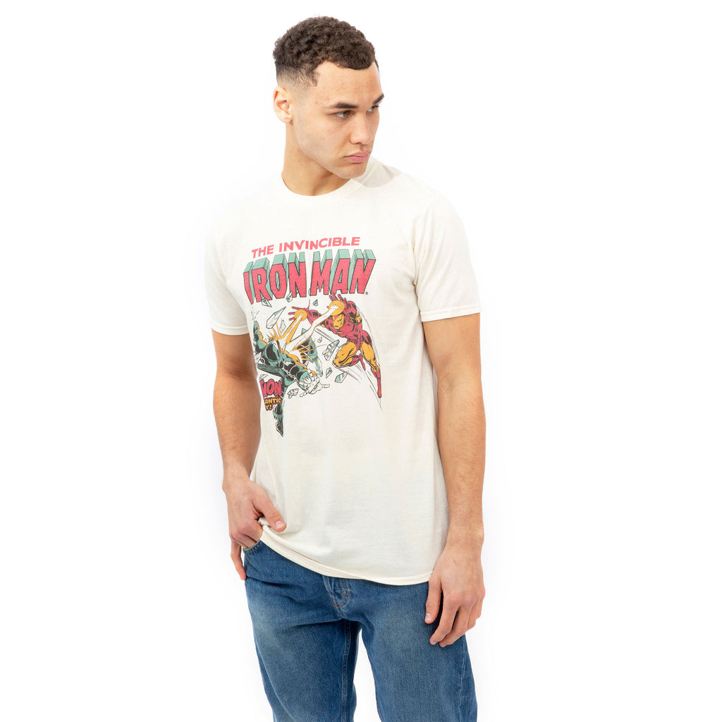 Marvel Mens - Iron Man Blast - T-shirt - Natural