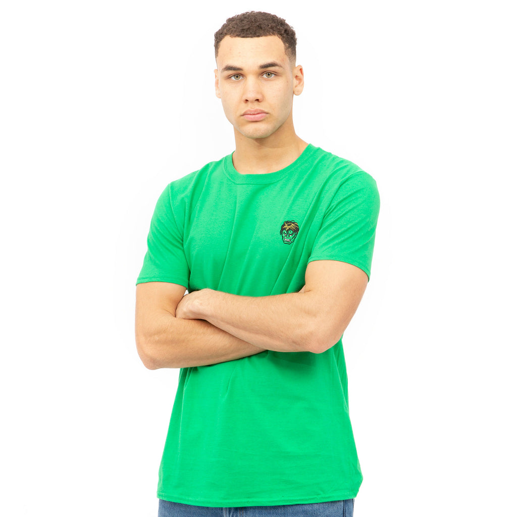 Marvel Mens - Hulk Head Emb - T-shirt - Irish Green