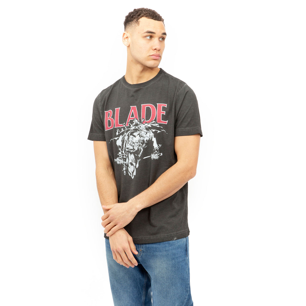 Marvel Mens - Blade Strike - Acid Wash T-shirt - Vintage Black
