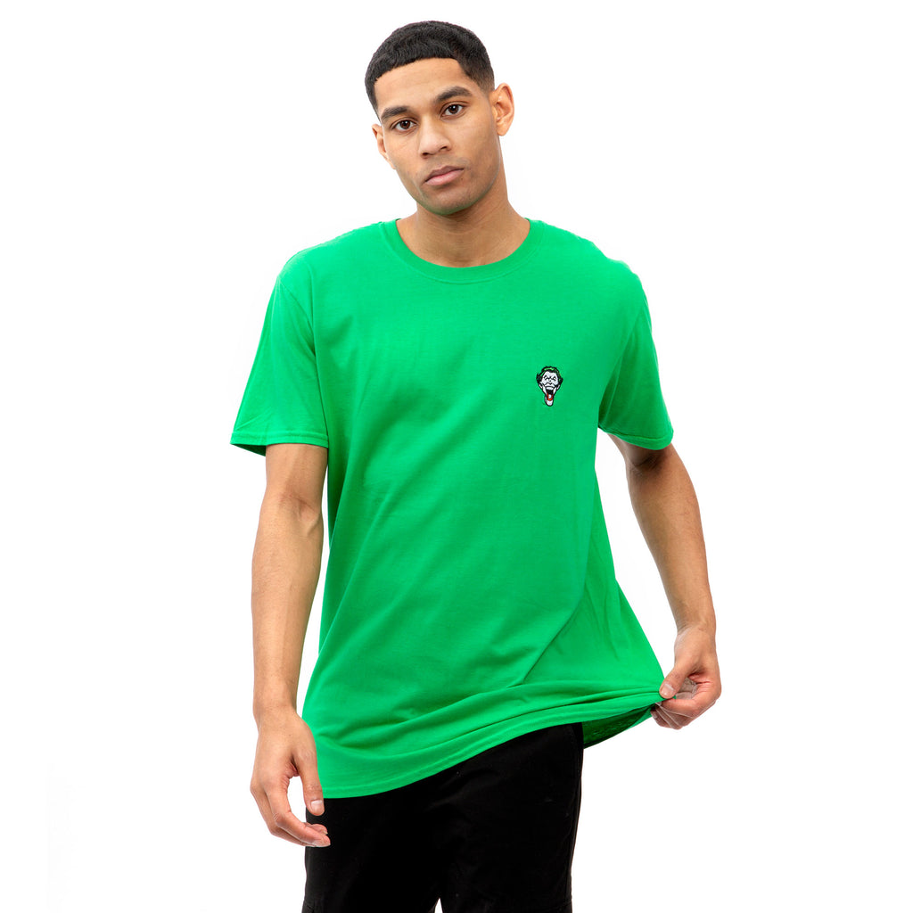 DC Comics Mens - Joker Face Emb - T-shirt - Green