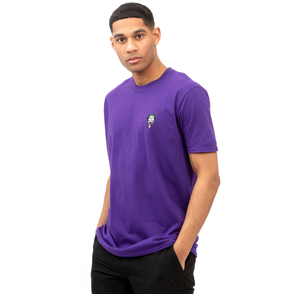 DC Comics Mens - Joker Face Emb - T-shirt - Purple