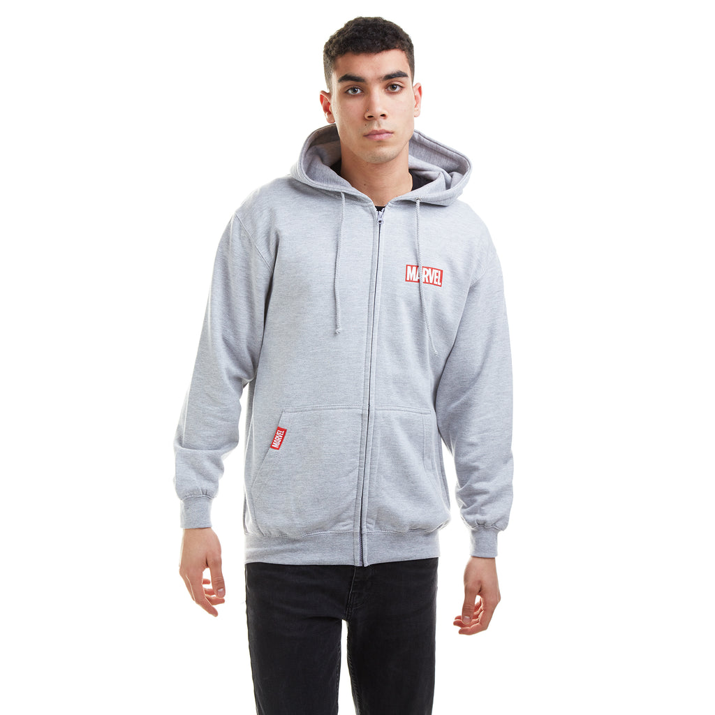 Marvel Mens - 3D Shield - Zipped Hoodie - Grey Marl