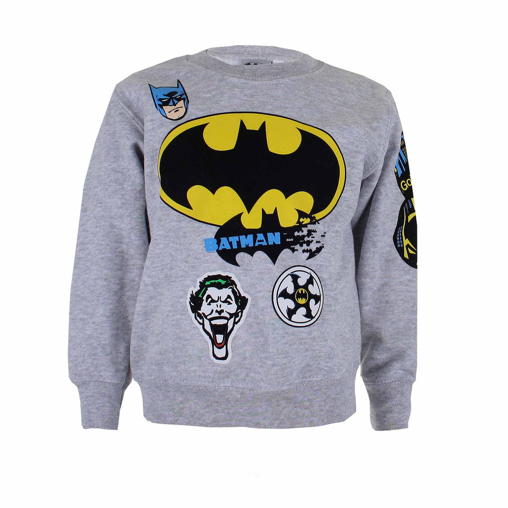 DC Comics Boys - Batman Badge - Crew Sweat - Sports Grey